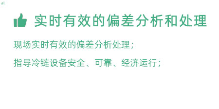 實時有效的偏差分析和處理：實時有效的偏差處理； 指導冷鏈設備安全、可靠、經濟運行；