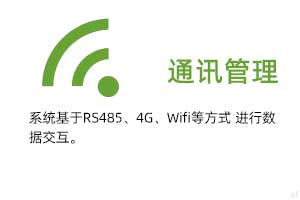 通訊管理：系統基于RS485、GPRS、4G、Wifi等方式進行溫濕度數據交互.