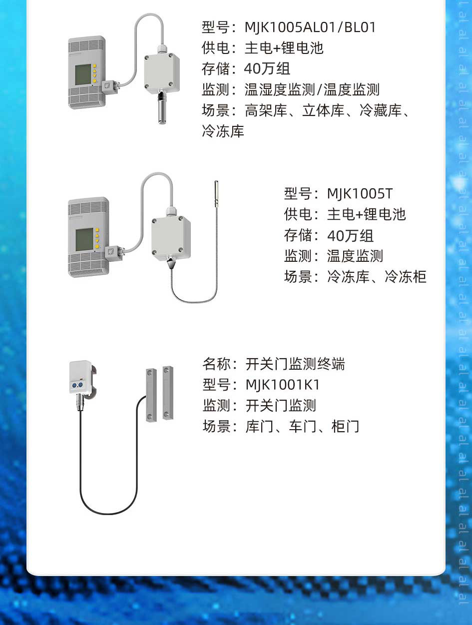 志翔領馭MJK1005AL01/BL01溫濕度監測終端用于監測高架庫、立體庫、冷藏庫、冷凍庫等場景